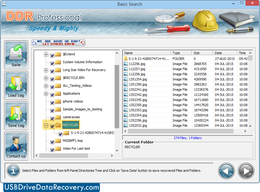 DDR professional data recovery software screenshots files restore program