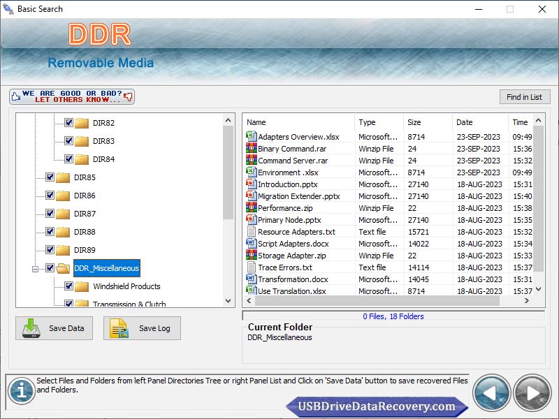 Screenshot of USB Drive Data Recovery
