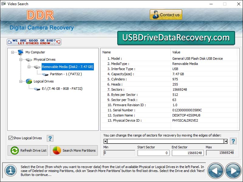 Screenshot of Pictures Restore Software