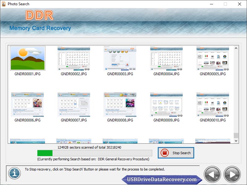 Screenshot of Memory Card Files Recovery Software