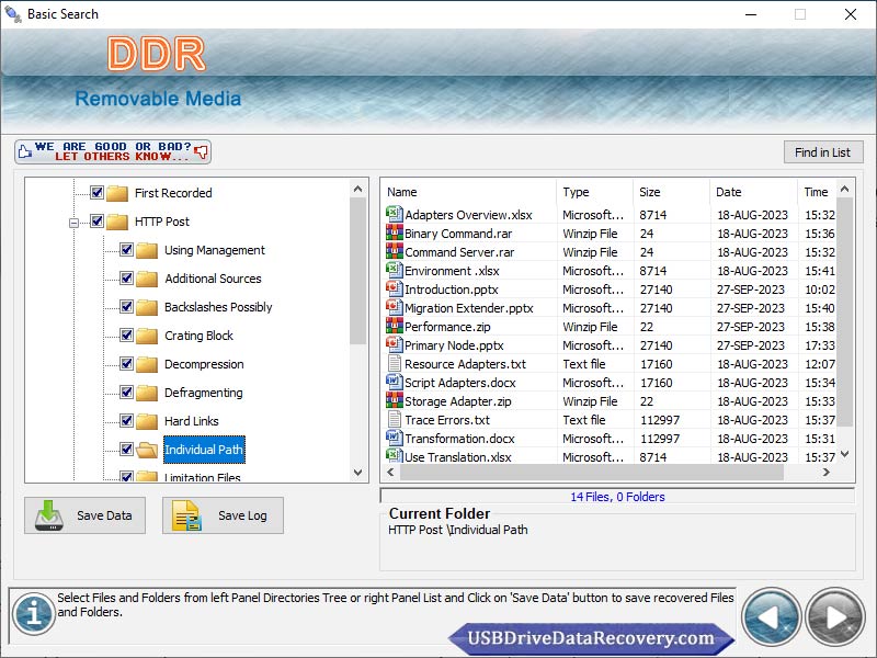 Screenshot of USB Files Recovery